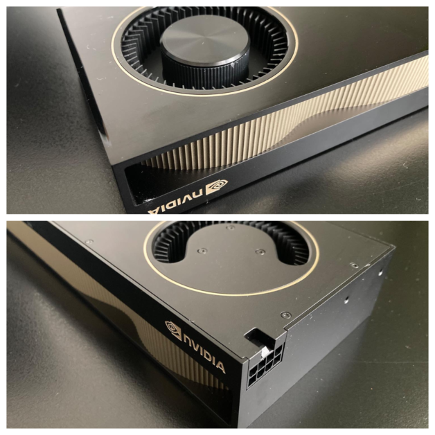 RTX 6000: visible display ports, concealed connectors
